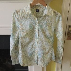 Vintage GAP Crazy Dot Y2K Classic Button Down Brown Blue - Sz Small